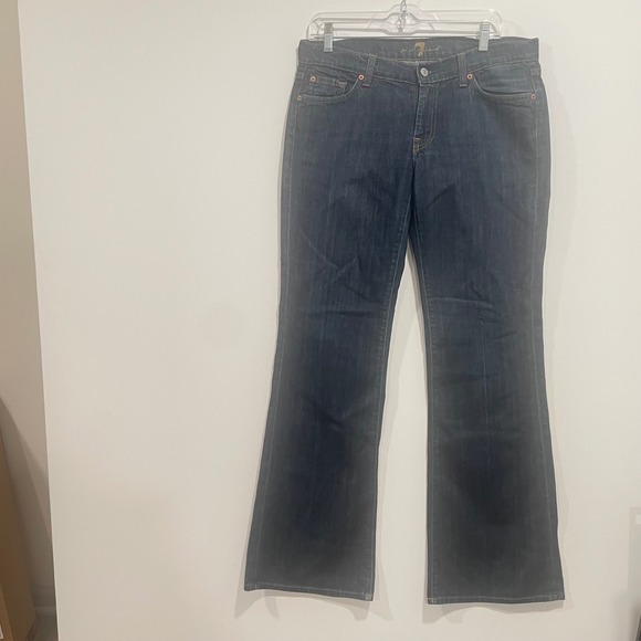 7 For All Mankind Denim - 7 For All Mankind Flare Jeans Dark Wash Made in USA Size 31 (34x33)